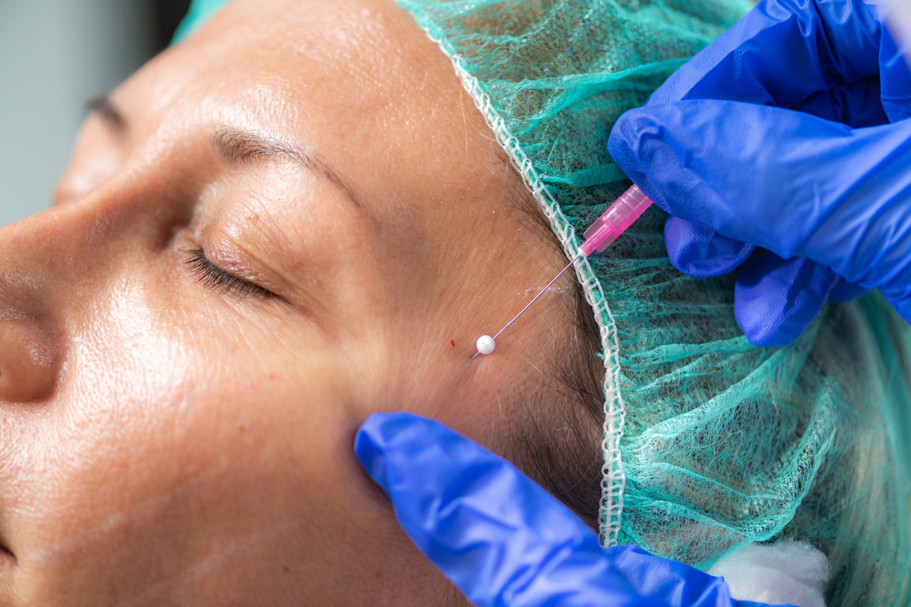 A close-up of an injection